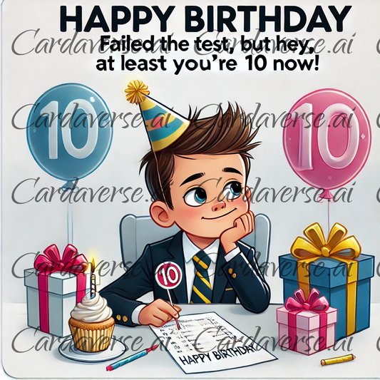Failed the Test 10th Birthday Card