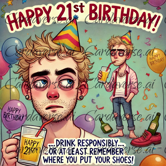 Drink Responsibly 21st Birthday Card