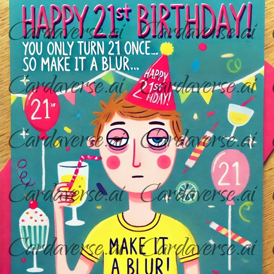 Make It Blur 21st Birthday Card