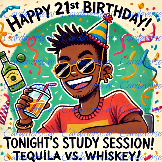 Tequila vs. Whiskey 21st Birthday Card