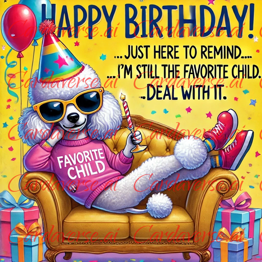 Poodle's The Favorite Child Birthday Card