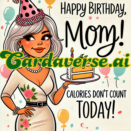 Calories Don't Count Today Birthday Card for Mom