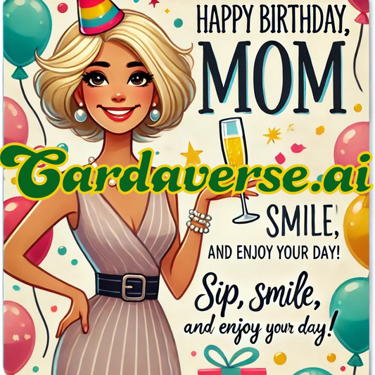 Sip and Smile Birthday Card for Mom