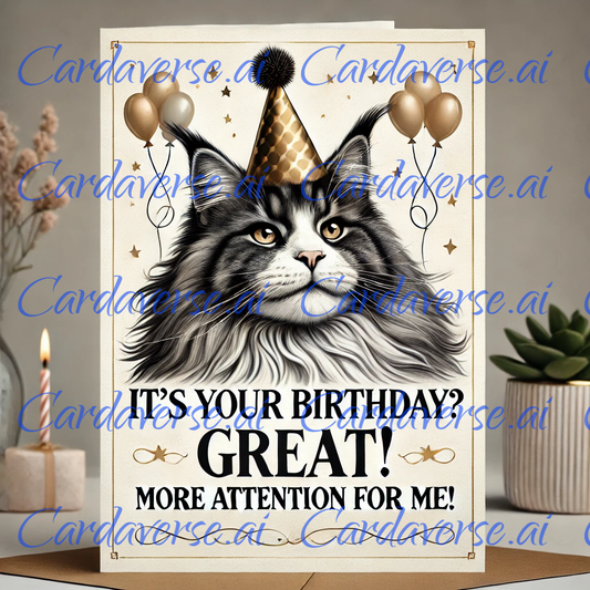 Maine Coon Cat Birthday Card