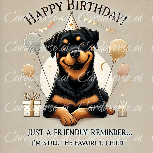 Rottweiler's the Favorite Child Birthday Card