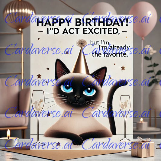 Siamese Cat Birthday Card